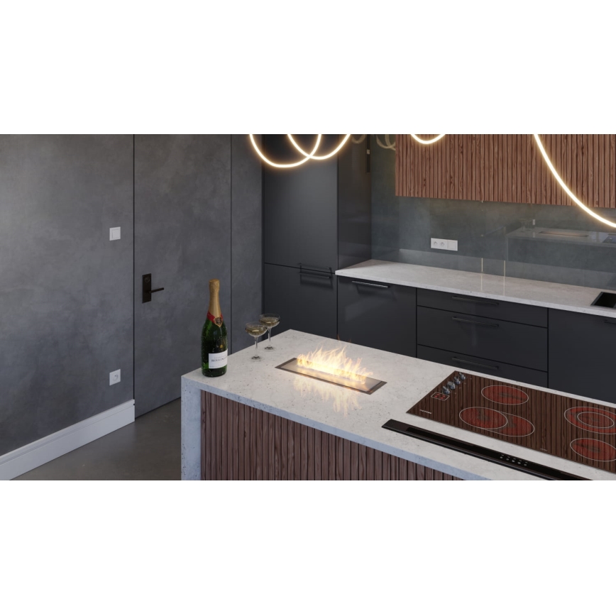 InFire - Beépített BIO kandalló 5,5x50 cm 3kW fekete