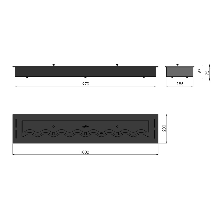 InFire - Beépített BIO kandalló 7,5x100 cm 6kW fekete