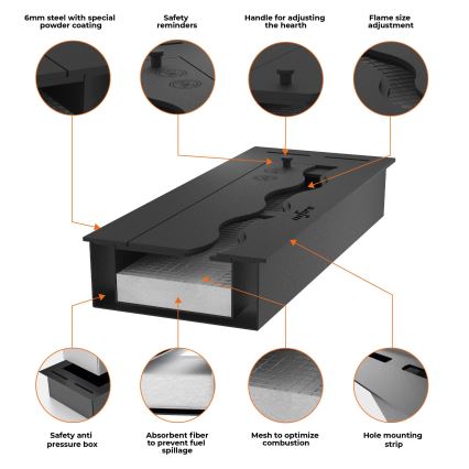 InFire - Beépített BIO kandalló 7,5x60 cm 3,5kW fekete