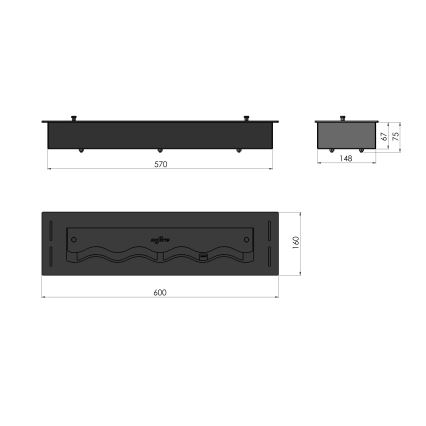 InFire - Beépített BIO kandalló 7,5x60 cm 3,5kW fekete