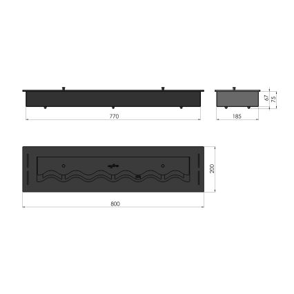 InFire - Beépített BIO kandalló 7,5x80 cm 6kW fekete
