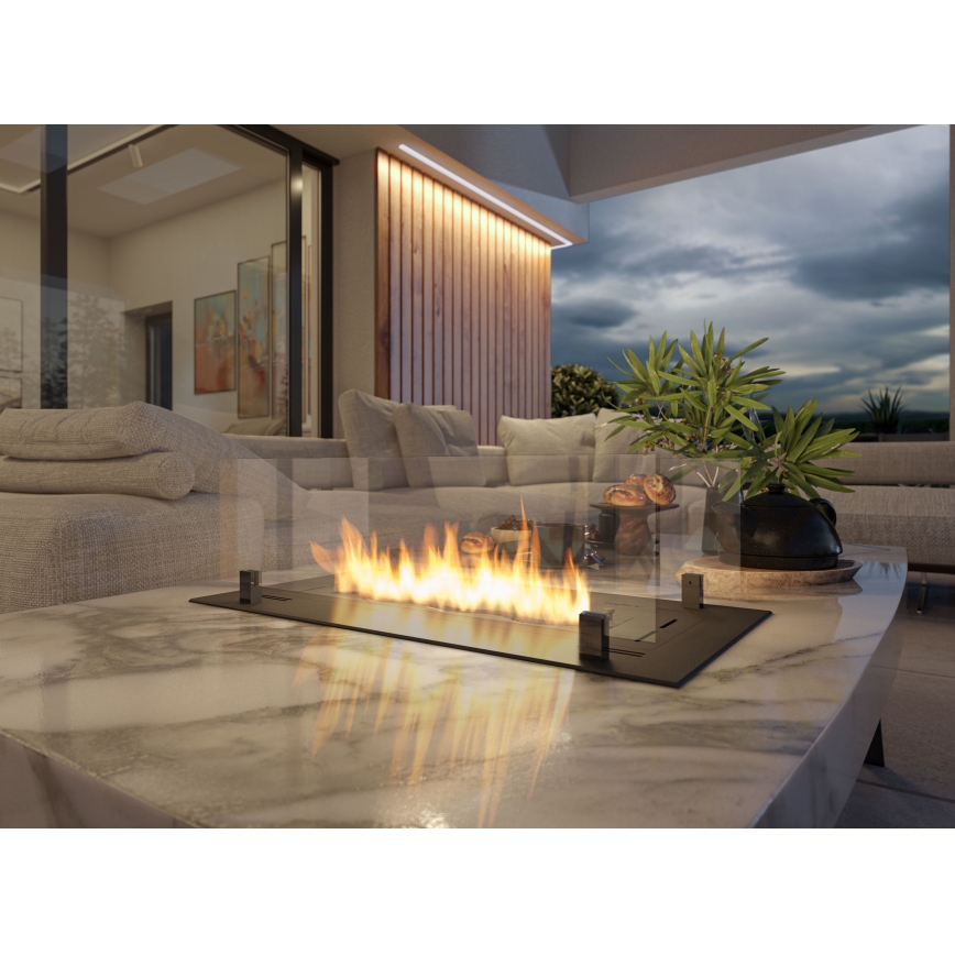 InFire - Beépített BIO kandalló 8,5x80 cm 3,5kW fekete