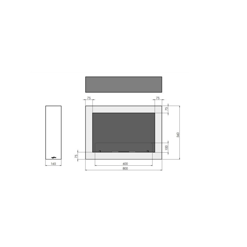 InFire -  Fali BIO kandalló 80x56 cm 3kW fekete