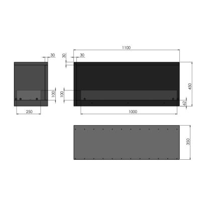InFire - Sarok BIO kandalló 110x45 cm 3kW fekete