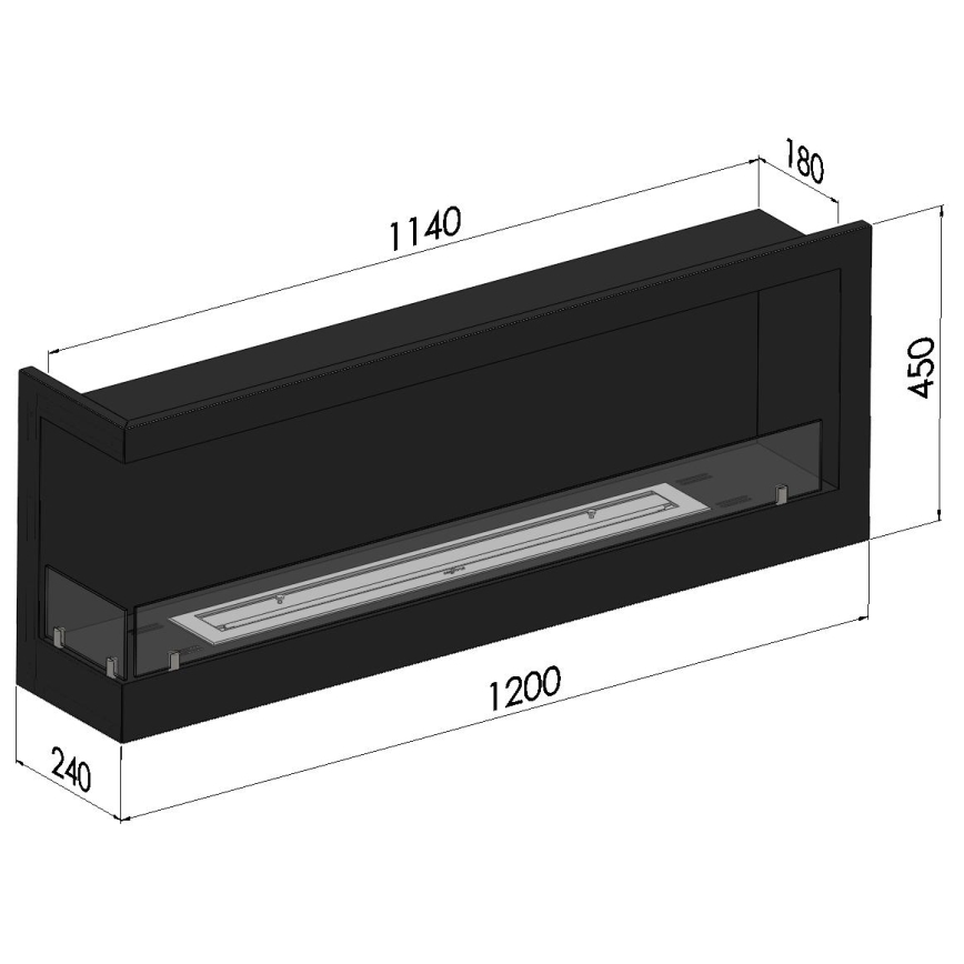 InFire - Sarok BIO kandalló 45x120 cm 3kW fekete