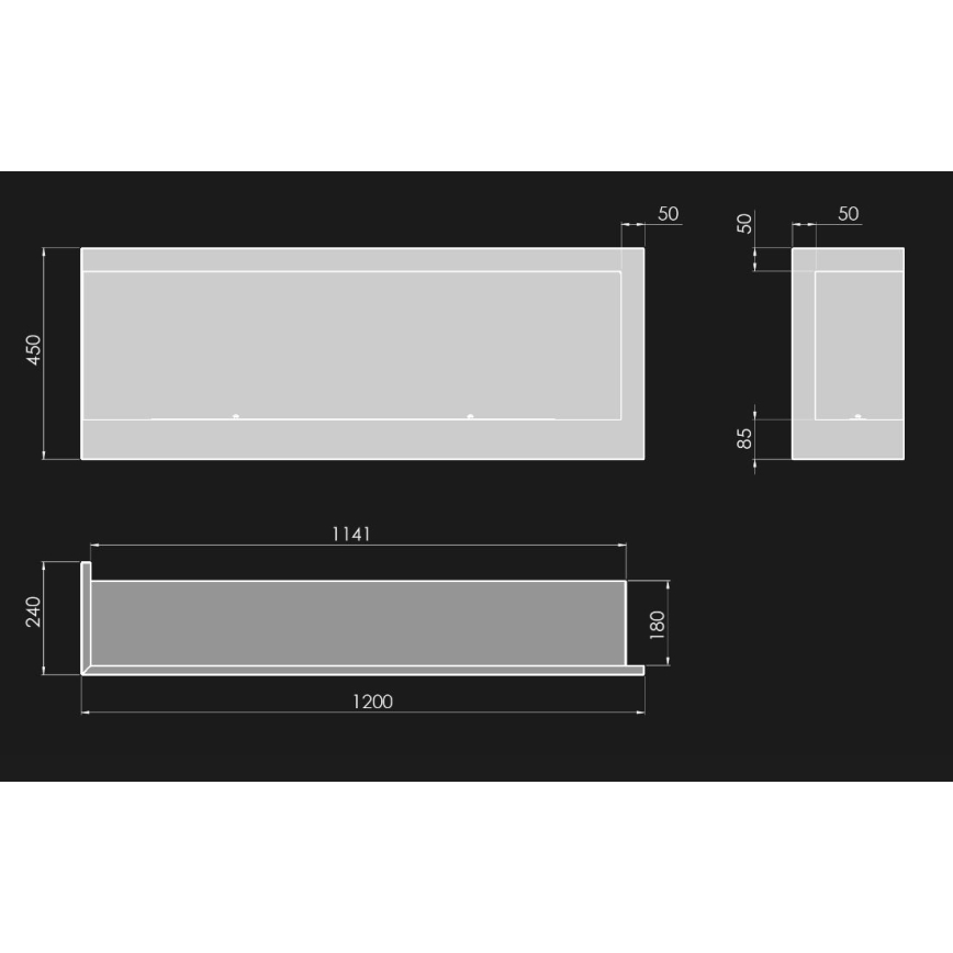InFire - Sarok BIO kandalló 45x120 cm 3kW fekete