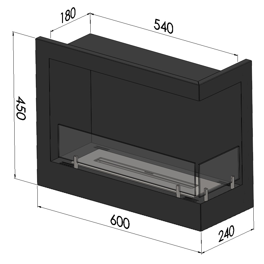 InFire - Sarok BIO kandalló 45x60 cm 3kW fekete