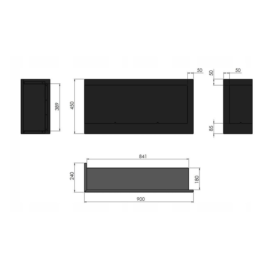InFire - Sarok BIO kandalló 45x90 cm 3kW fekete