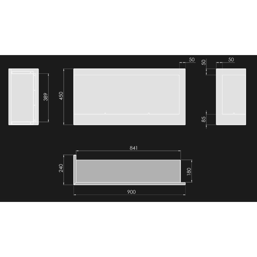 InFire - Sarok BIO kandalló 45x90 cm 3kW fekete