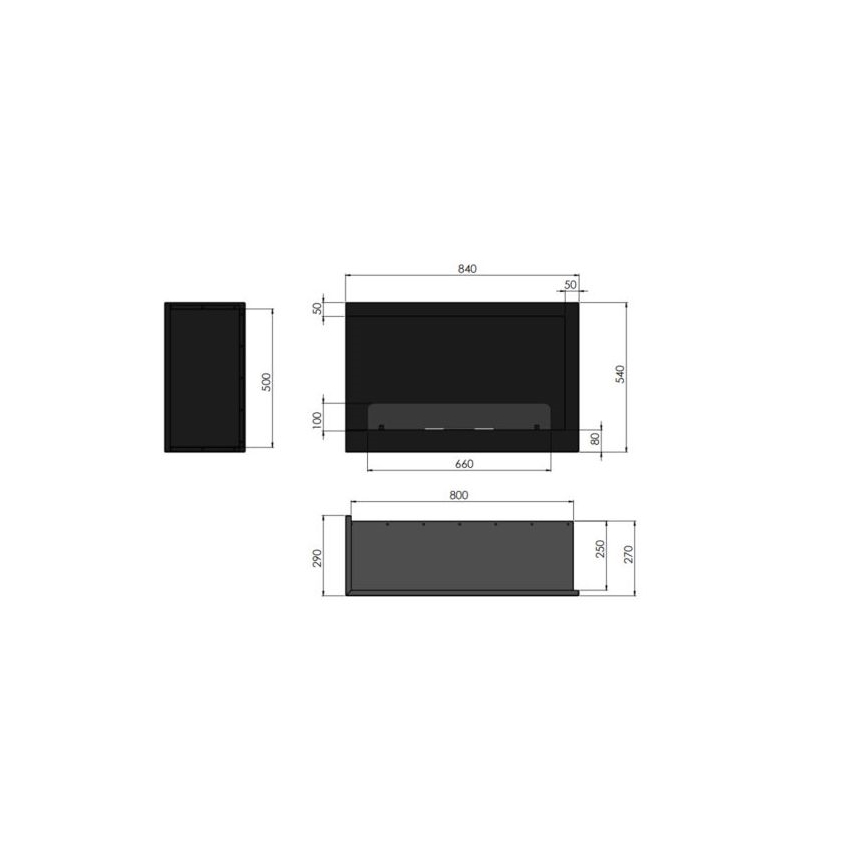 InFire - Sarok BIO kandalló 84x54 cm 3kW fekete