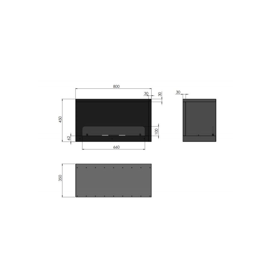 InFire - Sarok biokandalló 80x45 cm 3kW fekete