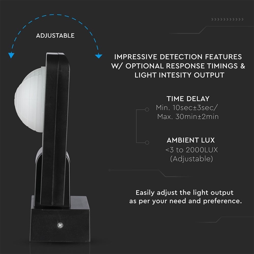Infravörös kültéri mozgásérzékelő 360° 1000W/230V IP65 fekete