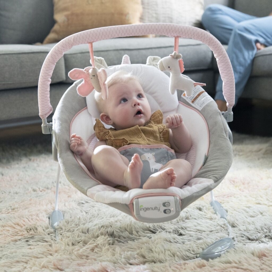 Ingenuity - Baba vibrációs nyugágy dallammal FLORA THE UNICORN 3xC