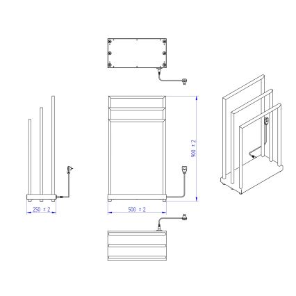 Instal Projekt - Elektromos törölközőszárító MOBE 105W 90x50 cm fekete