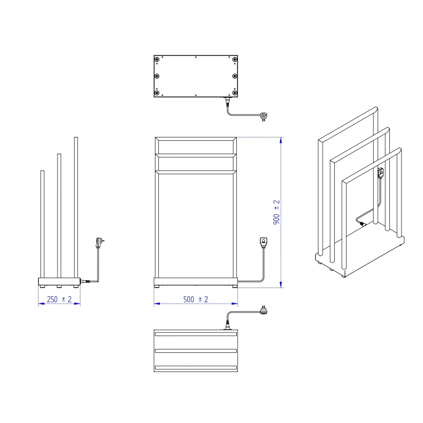Instal Projekt - Elektromos törölközőszárító MOBE 105W 90x50 cm fekete