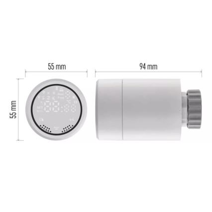Intelligens termosztatikus fej LCD kijelzővel GoSmart M30x1,5 2xAA/1,5V Tuya