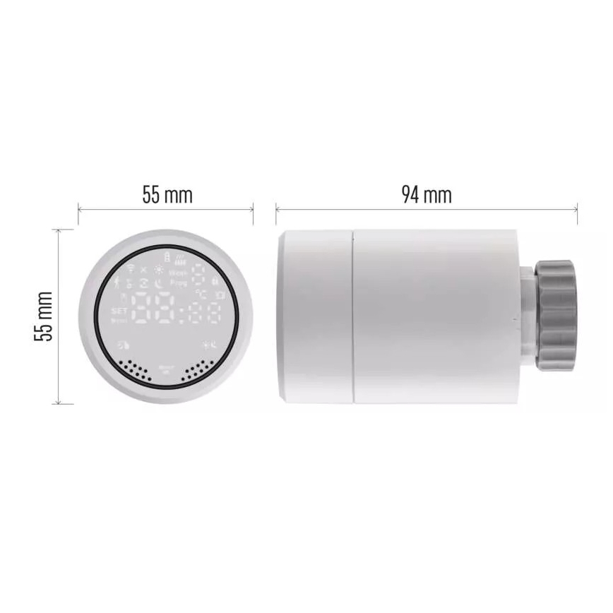 Intelligens termosztatikus fej LCD kijelzővel GoSmart M30x1,5 2xAA/1,5V Tuya