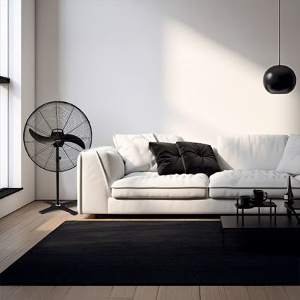Ipari állványos ventilátor 115 W/230 V, 188 cm, fekete