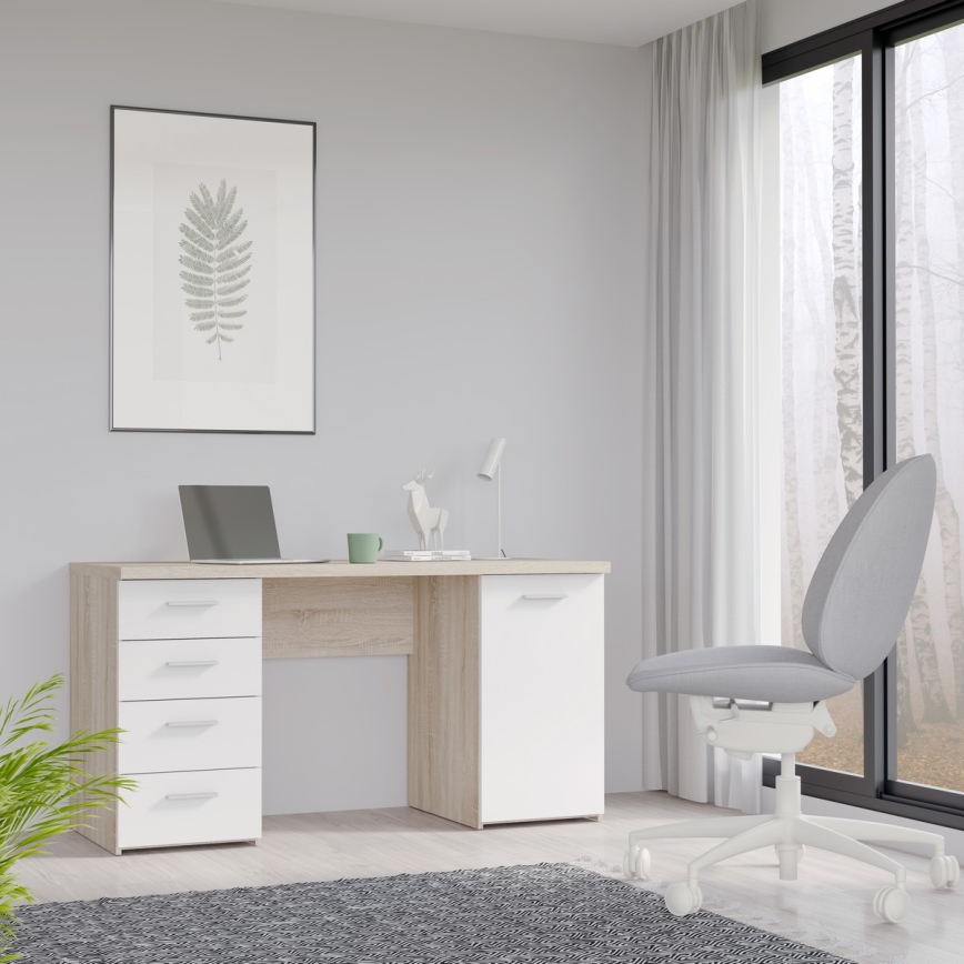 Íróasztal ARENO fehér/sonoma tölgy