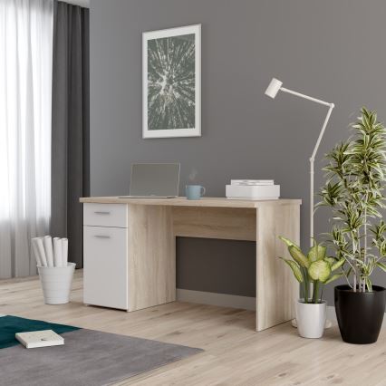 Íróasztal GINO fehér/sonoma tölgy