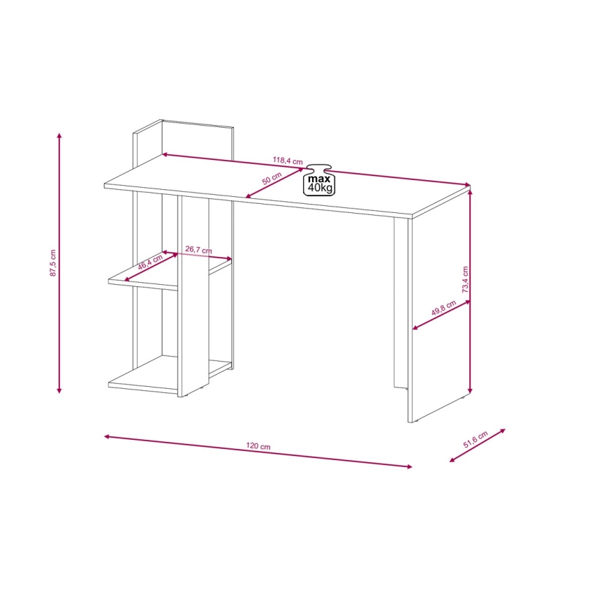 Íróasztal MARLO artisan tölgy/antracit