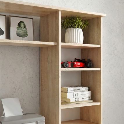 Íróasztal polccal ELIAN, sonoma tölgy/fehér