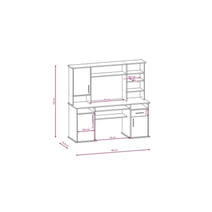Íróasztal polccal ELIAN sonoma tölgy szürke/fehér