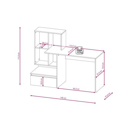 Íróasztal polccal MARLO artisan tölgy/fehér