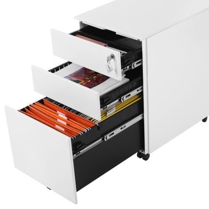 Irodai fiókos szekrény SECURIO, fehér