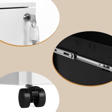 Irodai fiókos szekrény SECURIO, fehér