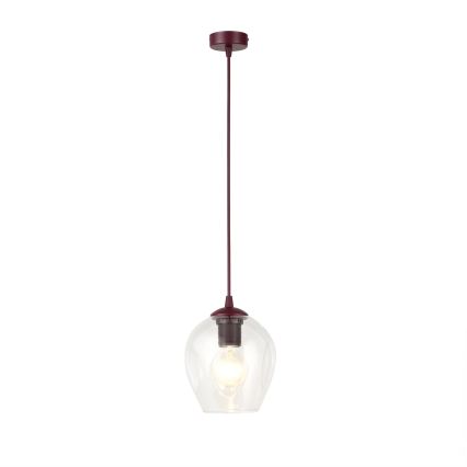 ISTAR függőlámpa kábelen 1xE27/15W/230V Ø 14 cm piros/átlátszó