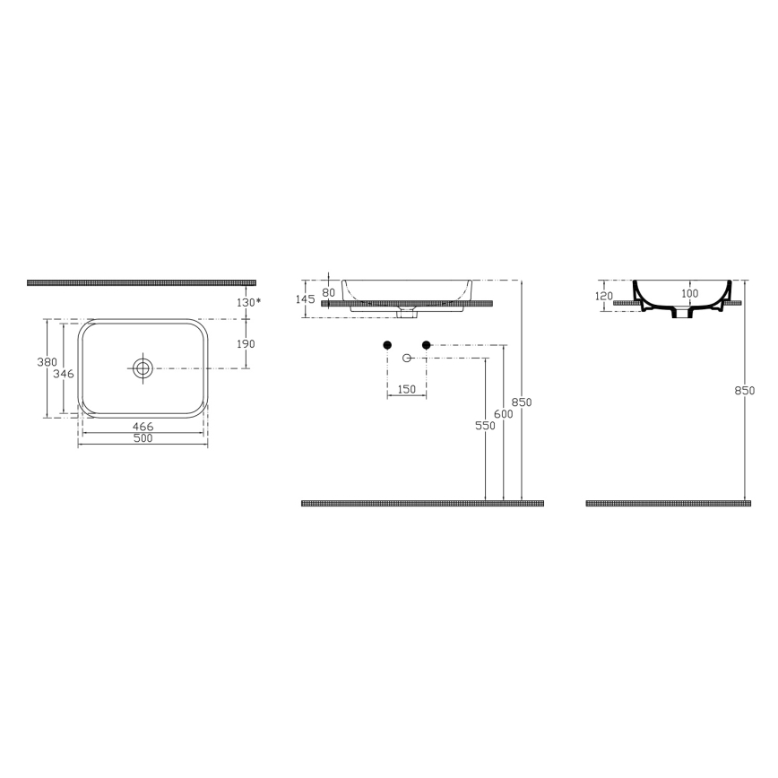 Isvea - AQUA ráültethető mosdó 50x38 cm kerámia/fehér