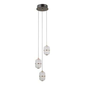 ITALUX - ALANI LED csillár kábelen, 3×5 W, 230 V, 3000 K, fekete/arany