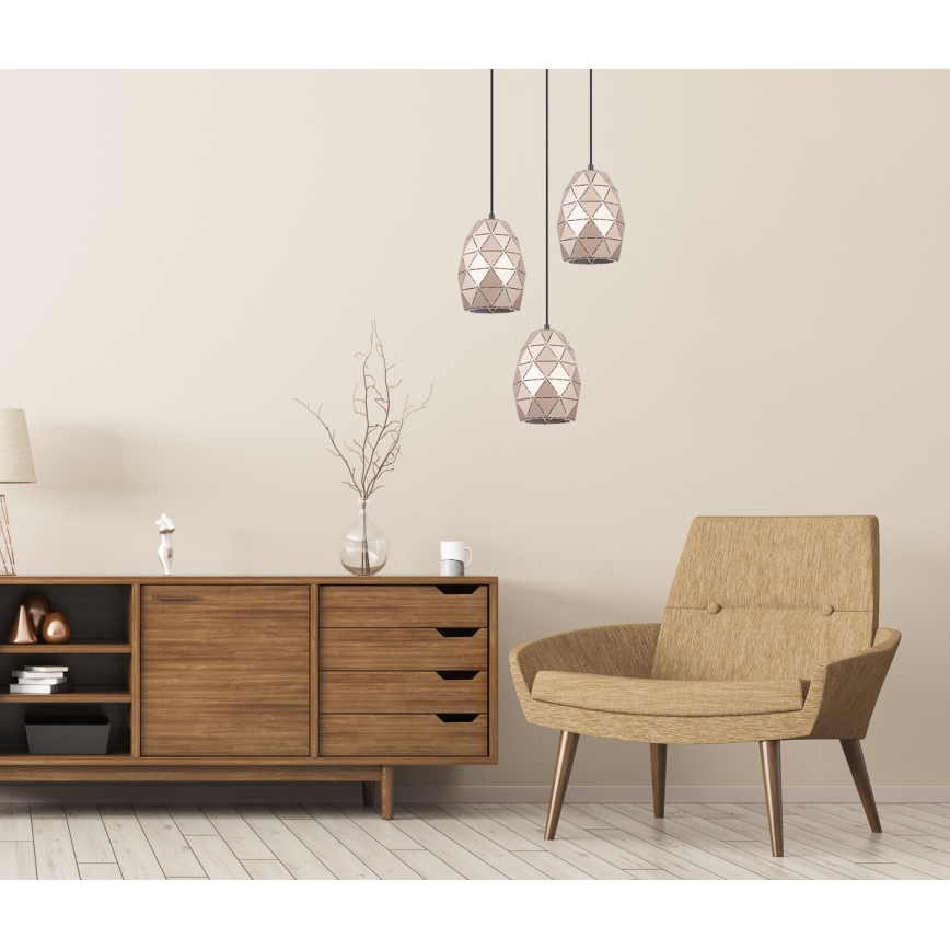 ITALUX - Csillár zsinóron HARLEY 3xE27/40W/230V Rózsaarany