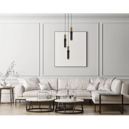 ITALUX - Csillár zsinóron ISIDORA 3xGU10/25W/230V fekete/bronz