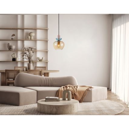 ITALUX - FANDA függőlámpa kábellel 1xE27/40W/230V arany/füstös bézs
