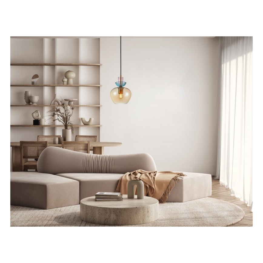 ITALUX - FANDA függőlámpa kábellel 1xE27/40W/230V arany/füstös bézs