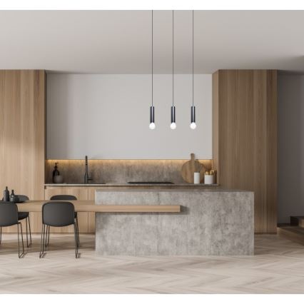 ITALUX - Kábeles csillár MACERA 3xE27/40W/230V fekete