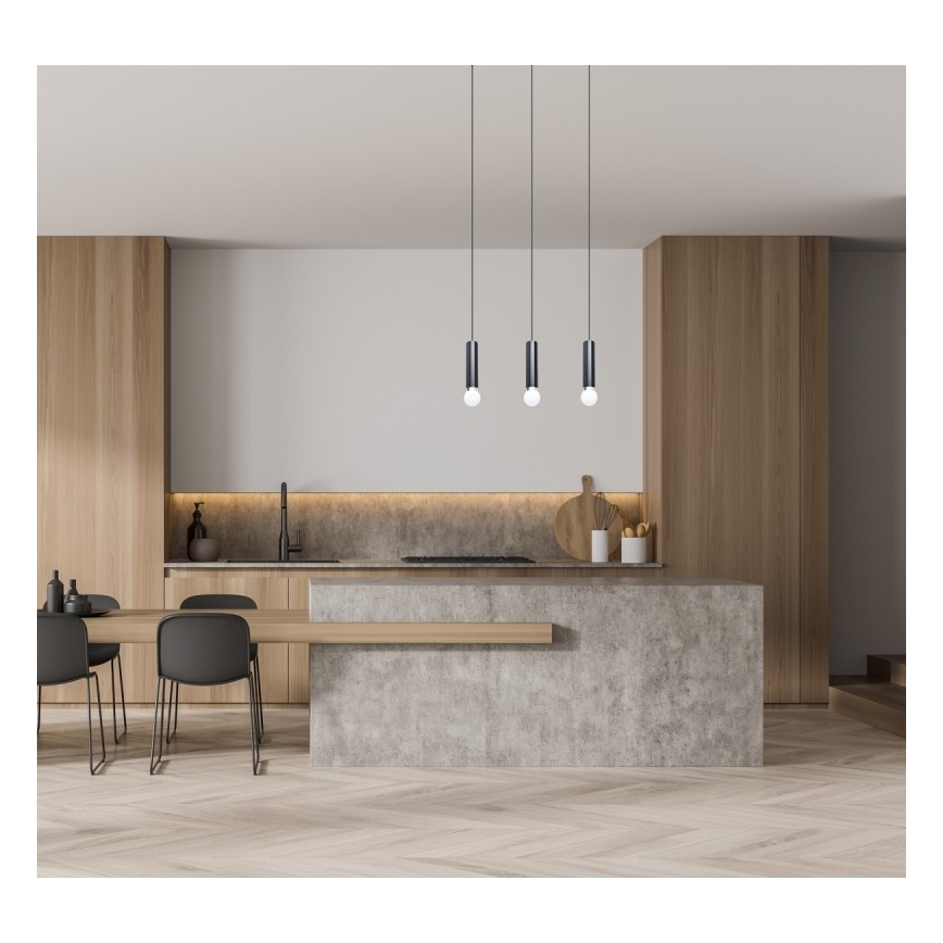 ITALUX - Kábeles csillár MACERA 3xE27/40W/230V fekete