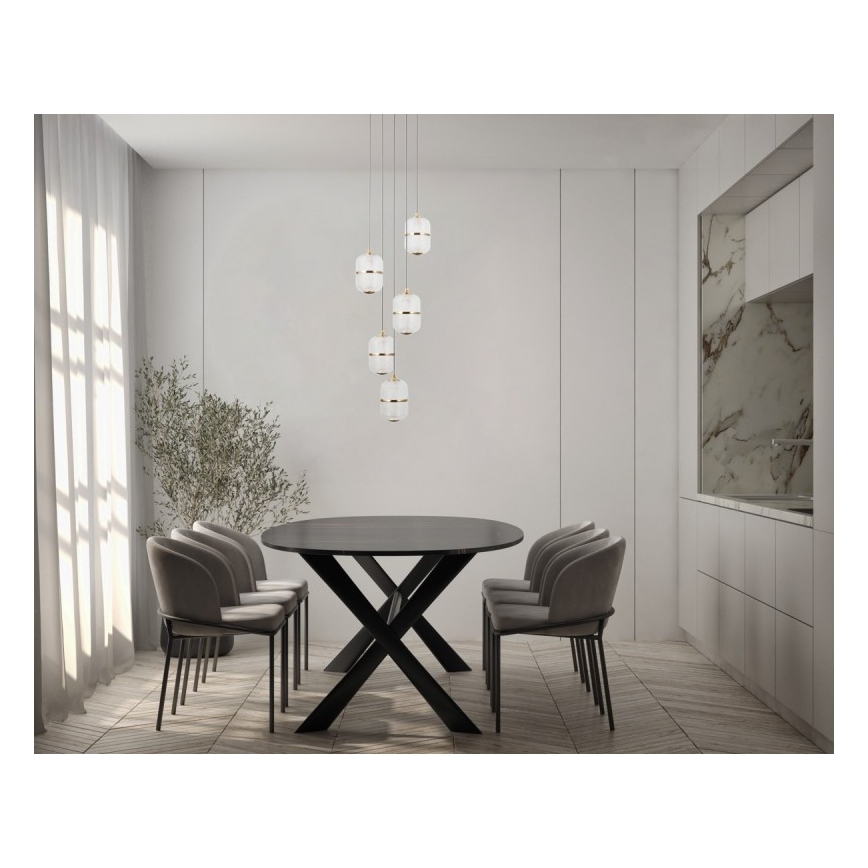 ITALUX - LED csillár kábelen ALANI 5xLED/5,6W/230V 3000K fekete/arany