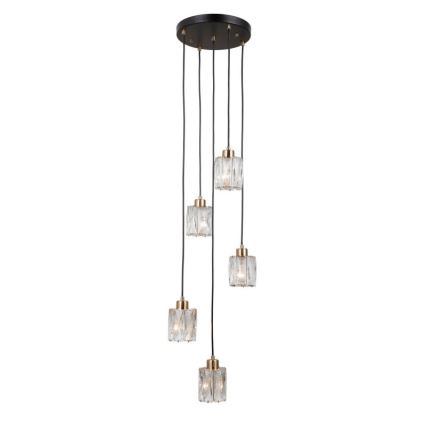 ITALUX - TORNO kábelre függesztett csillár 5xE14/40W/230V fekete/arany