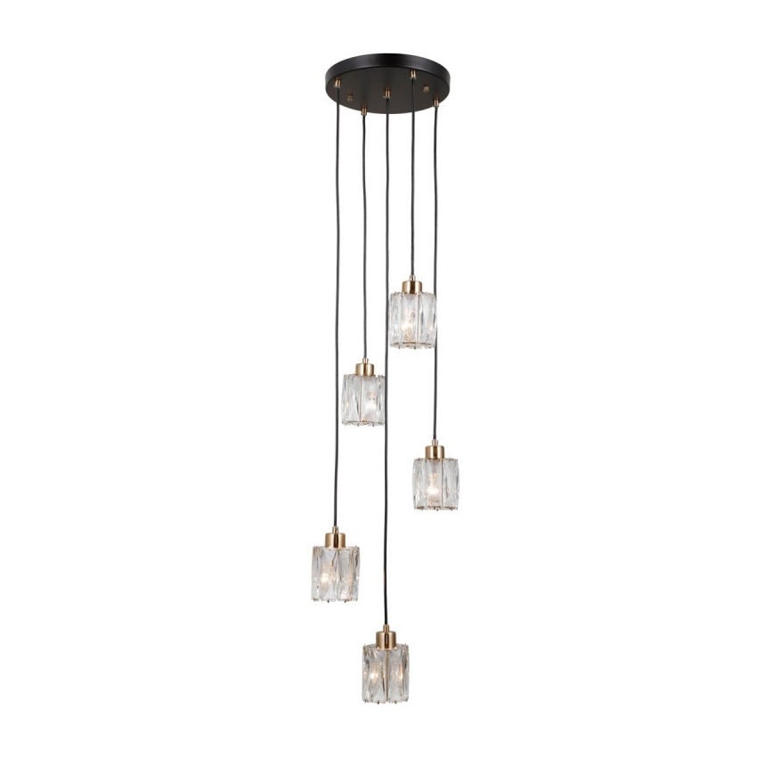 ITALUX - TORNO kábelre függesztett csillár 5xE14/40W/230V fekete/arany