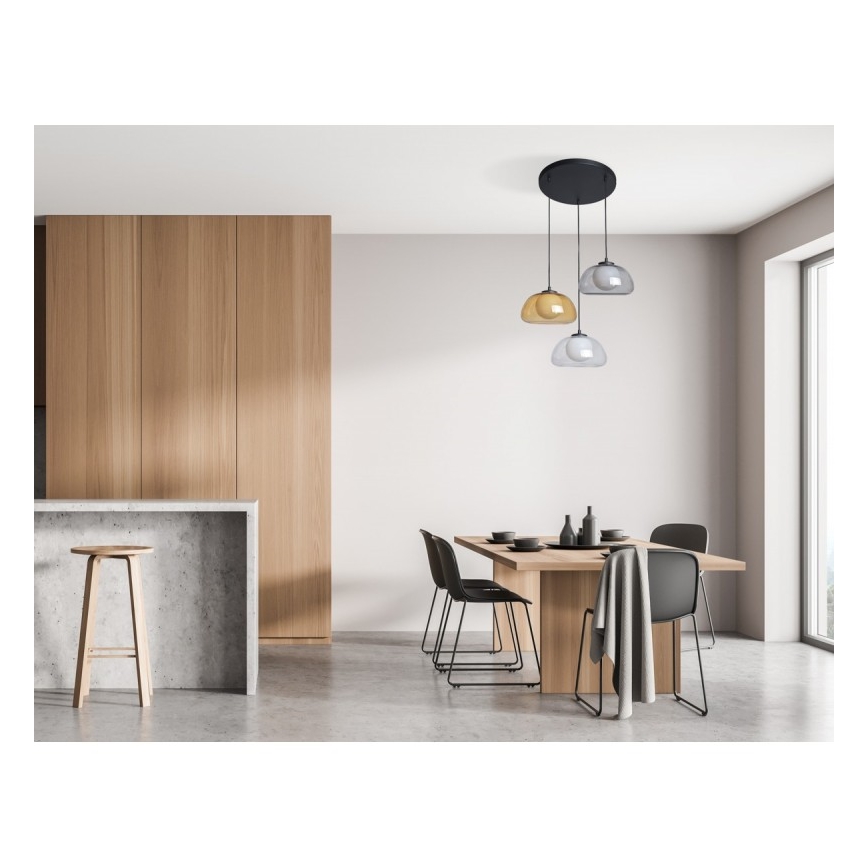 ITALUX - Kábeles függeszték AINALE 3xG9/7W/230V fekete/átlátszó/füstszínű bézs/szürke