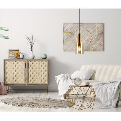 ITALUX - Csillár zsinóron SARDO 1xE27/40W/230V fekete/réz