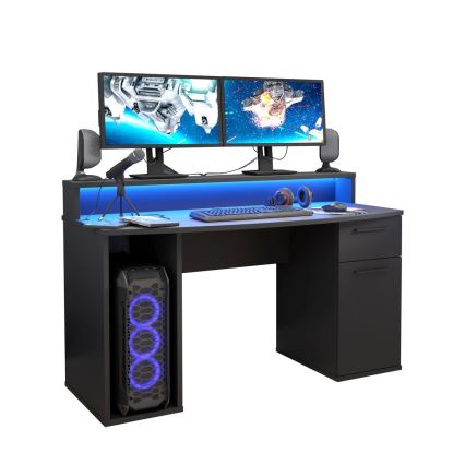 IVAR fekete íróasztal háttérvilágítással