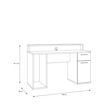 IVAR fekete íróasztal háttérvilágítással