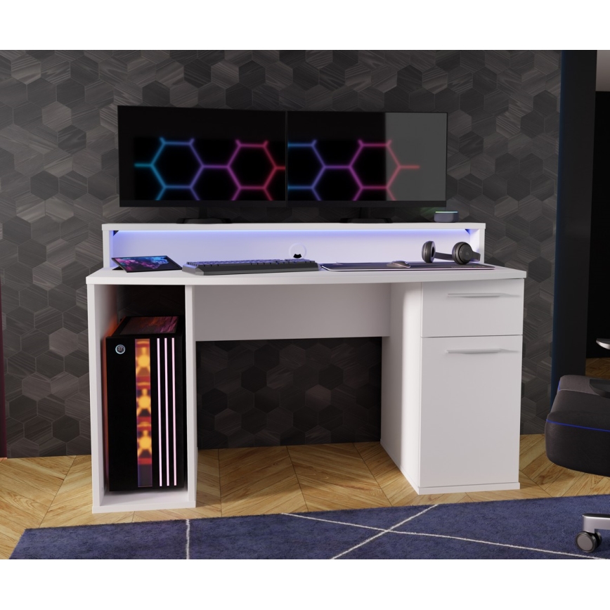 IVAR íróasztal háttérvilágítással, fehér