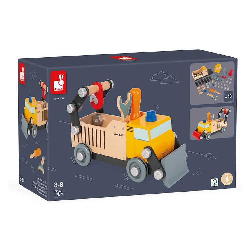 Janod - Fa építőjáték BRICOKIDS teherautó