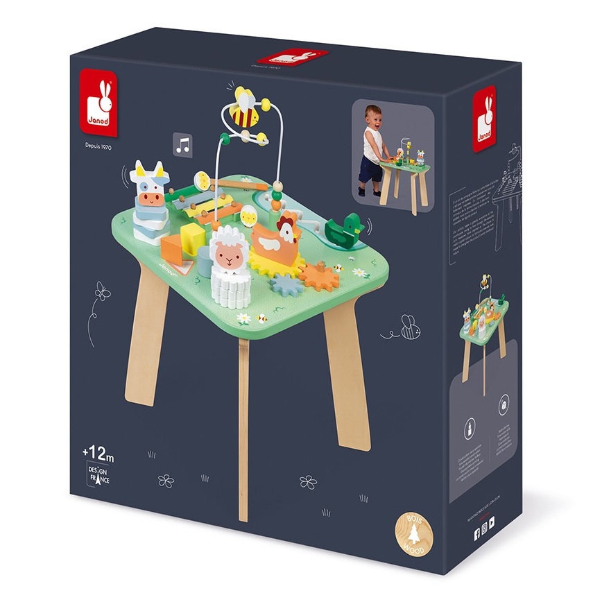Janod - Interaktív gyerekasztal rét mintával