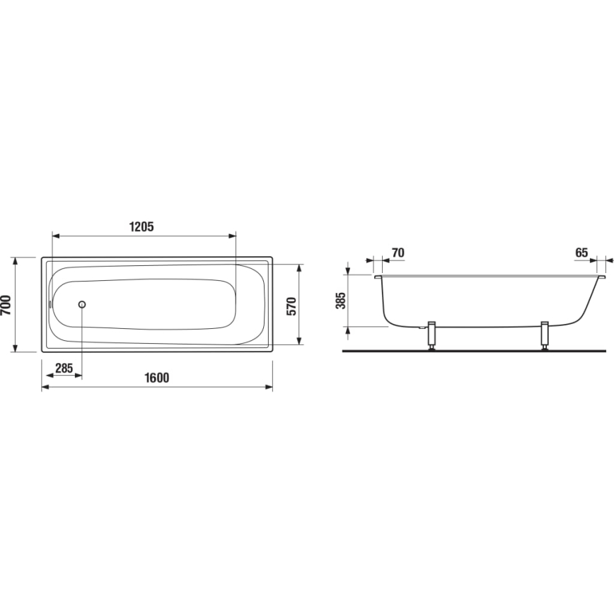 JIKA H2340600000001 - Kád RIGA 160x70 acél/fehér
